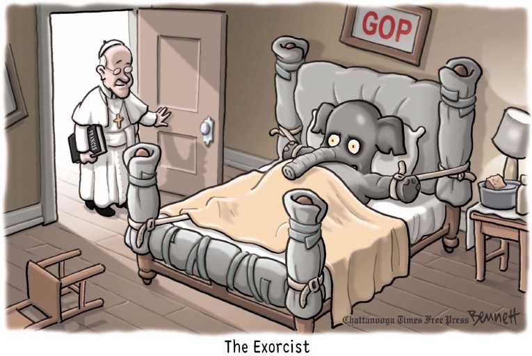 Political/Editorial Cartoon by Clay Bennett, Chattanooga Times Free Press on Pope Visits Congress