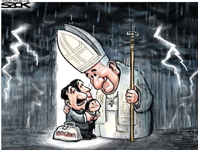 Political/Editorial Cartoon by Steve Sack, Minneapolis Star Tribune on Pope Visits Congress