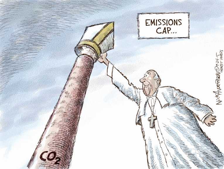Political/Editorial Cartoon by Nick Anderson, Houston Chronicle on Pope Visits Congress