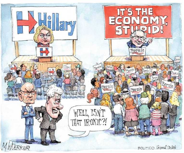 Political/Editorial Cartoon by Matt Wuerker, Politico on Hillary’s Numbers Down