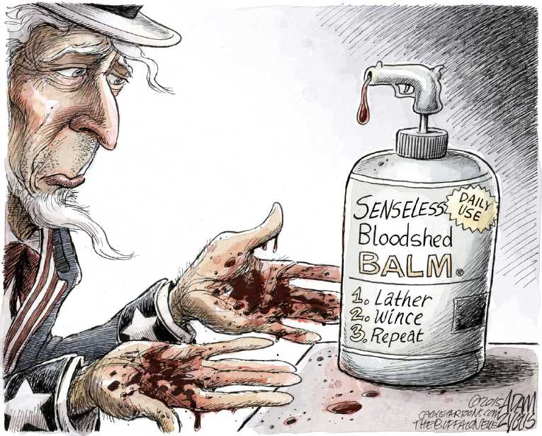 Political/Editorial Cartoon by Adam Zyglis, The Buffalo News on Gunman Kills 13
