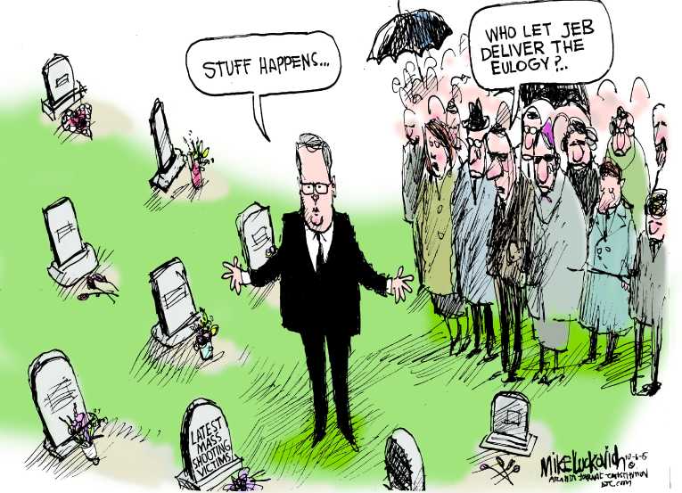 Political/Editorial Cartoon by Mike Luckovich, Atlanta Journal-Constitution on Gunman Kills 13
