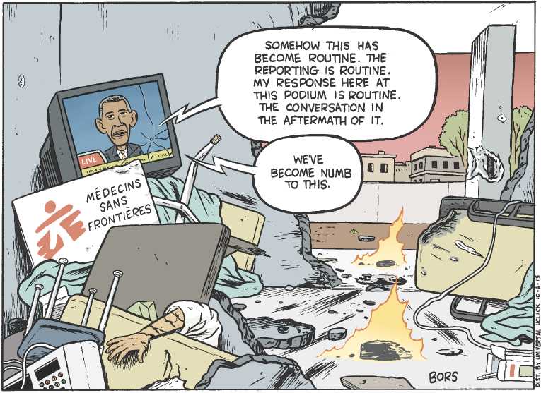 Political/Editorial Cartoon by Matt Bors on Gunman Kills 13
