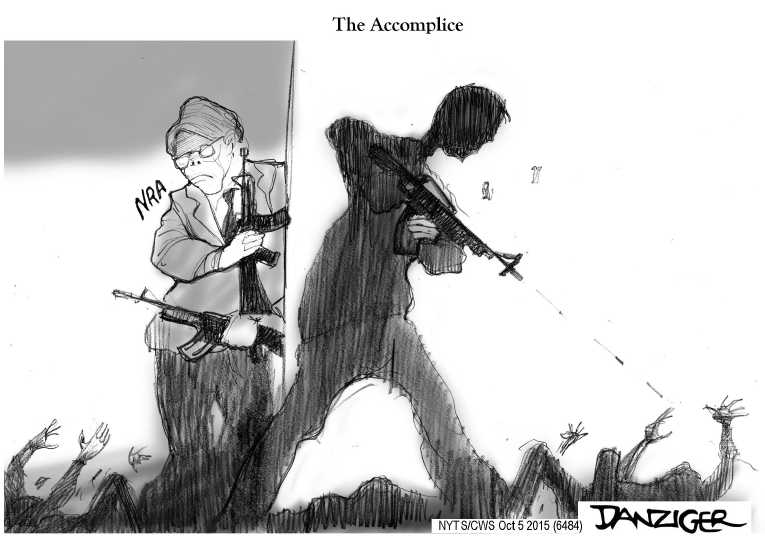 Political/Editorial Cartoon by Jeff Danziger, CWS/CartoonArts Intl. on Gunman Kills 13