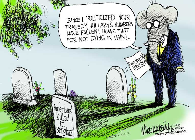 Political/Editorial Cartoon by Mike Luckovich, Atlanta Journal-Constitution on Benghazi Investigation Questioned