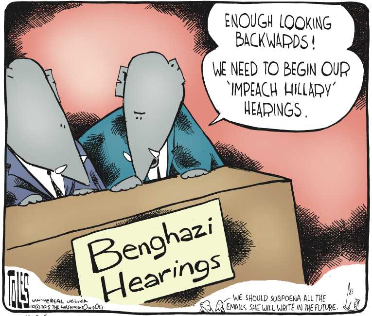 Political/Editorial Cartoon by Tom Toles, Washington Post on Benghazi Investigation Questioned