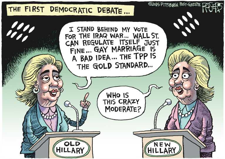 Political/Editorial Cartoon by Rob Rogers, The Pittsburgh Post-Gazette on Hillary Wins Debate 16-75