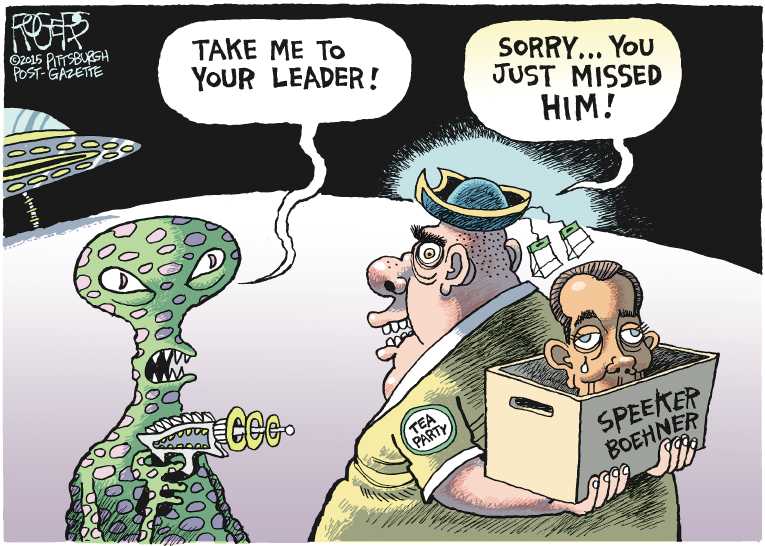 Political/Editorial Cartoon by Rob Rogers, The Pittsburgh Post-Gazette on Speaker Search Continues