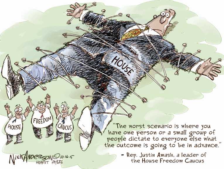 Political/Editorial Cartoon by Nick Anderson, Houston Chronicle on Speaker Search Continues