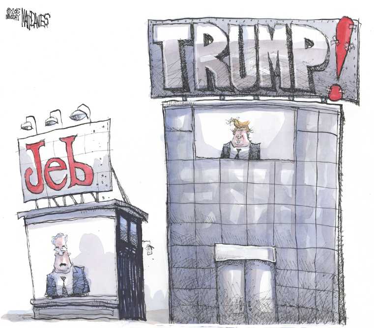 Political/Editorial Cartoon by Matt Davies, Journal News on Jeb Fades