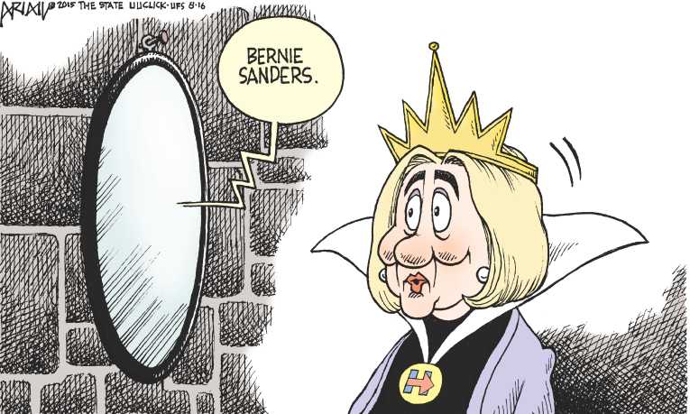 Political/Editorial Cartoon by Robert Ariail on Clinton Trailing in New Hamphire