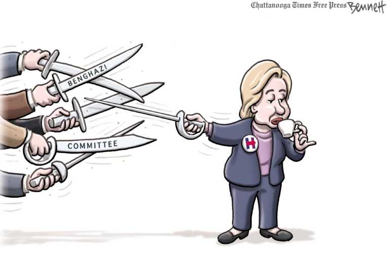 Political/Editorial Cartoon by Clay Bennett, Chattanooga Times Free Press on Clinton Trailing in New Hamphire