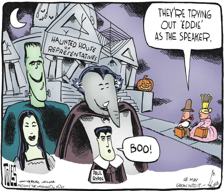 Political/Editorial Cartoon by Tom Toles, Washington Post on Paul Ryan Becomes Speaker