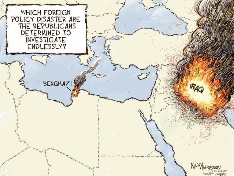 Political/Editorial Cartoon by Nick Anderson, Houston Chronicle on US Troops to Stay in Mideast