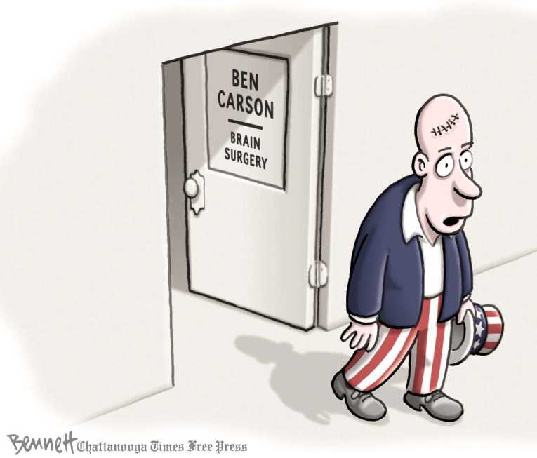 Political/Editorial Cartoon by Clay Bennett, Chattanooga Times Free Press on Carson Tops Polls