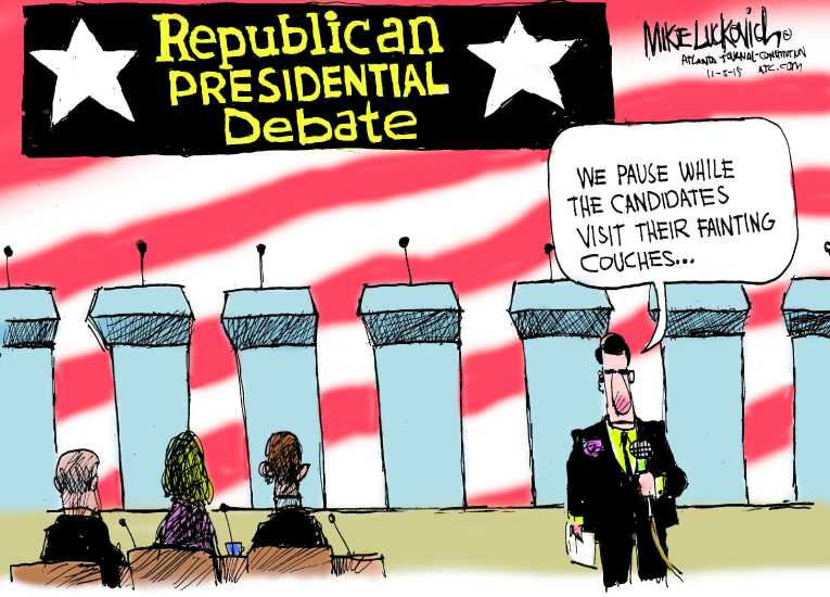 Political/Editorial Cartoon by Mike Luckovich, Atlanta Journal-Constitution on Candidates Cry Foul