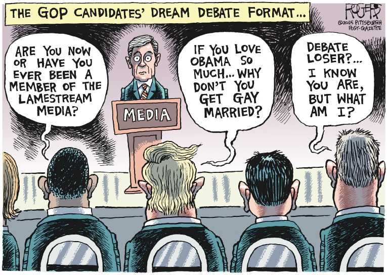 Political/Editorial Cartoon by Rob Rogers, The Pittsburgh Post-Gazette on Candidates Cry Foul