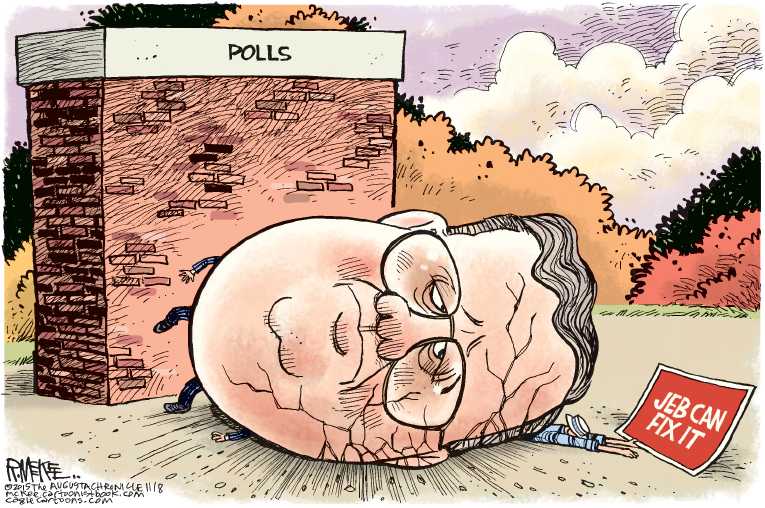 Political/Editorial Cartoon by Rick McKee, The Augusta Chronicle on Jeb Tanks