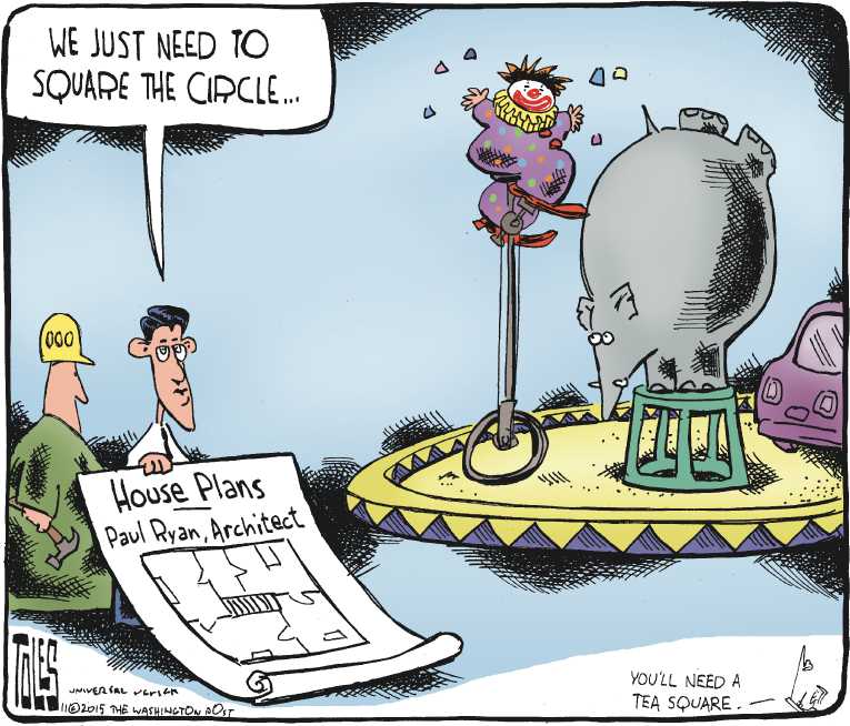 Political/Editorial Cartoon by Tom Toles, Washington Post on Ryan Comes Out Swinging