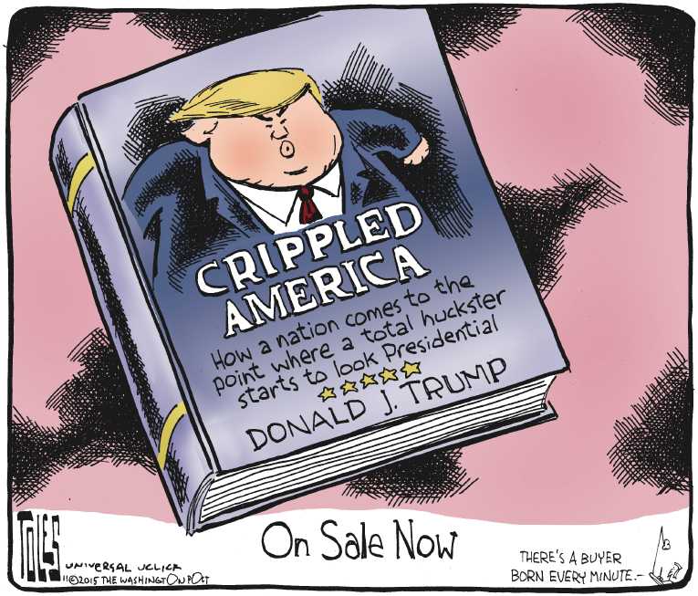 Political/Editorial Cartoon by Tom Toles, Washington Post on Trump Stays the Course