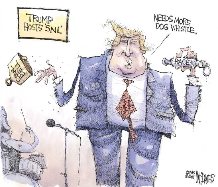 Political/Editorial Cartoon by Matt Davies, Journal News on Trump Stays the Course