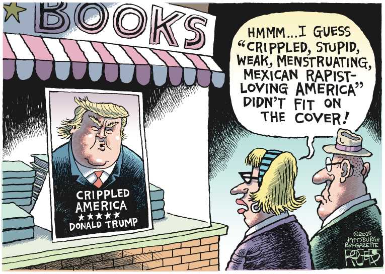 Political/Editorial Cartoon by Rob Rogers, The Pittsburgh Post-Gazette on Trump Stays the Course