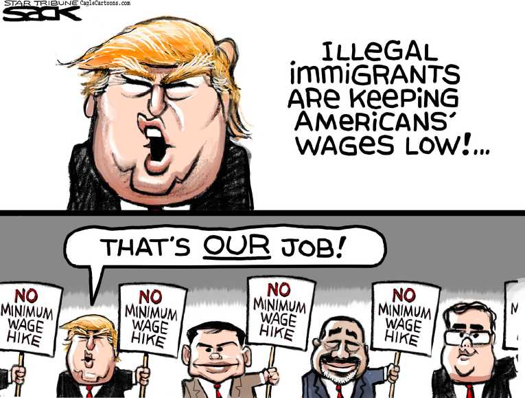 Political/Editorial Cartoon by Steve Sack, Minneapolis Star Tribune on Trump, Carson Remain on Top