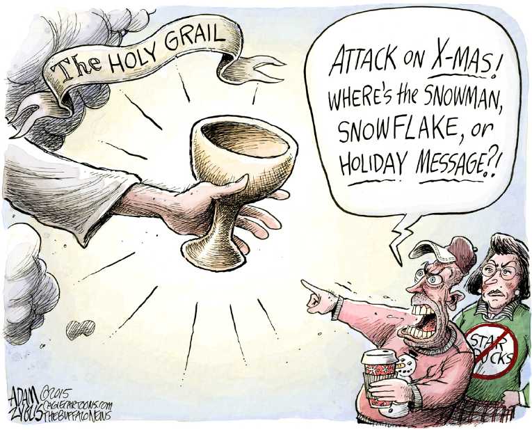 Political/Editorial Cartoon by Adam Zyglis, The Buffalo News on Christians Seeing Red