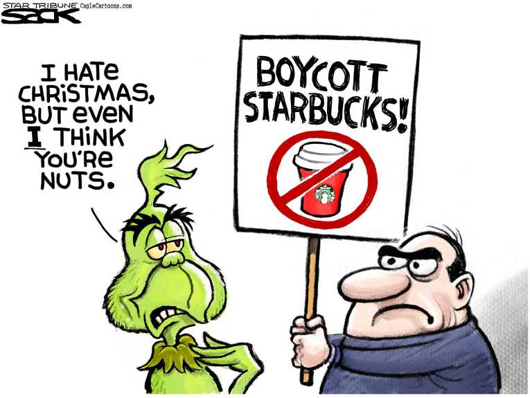 Political/Editorial Cartoon by Steve Sack, Minneapolis Star Tribune on Christians Seeing Red