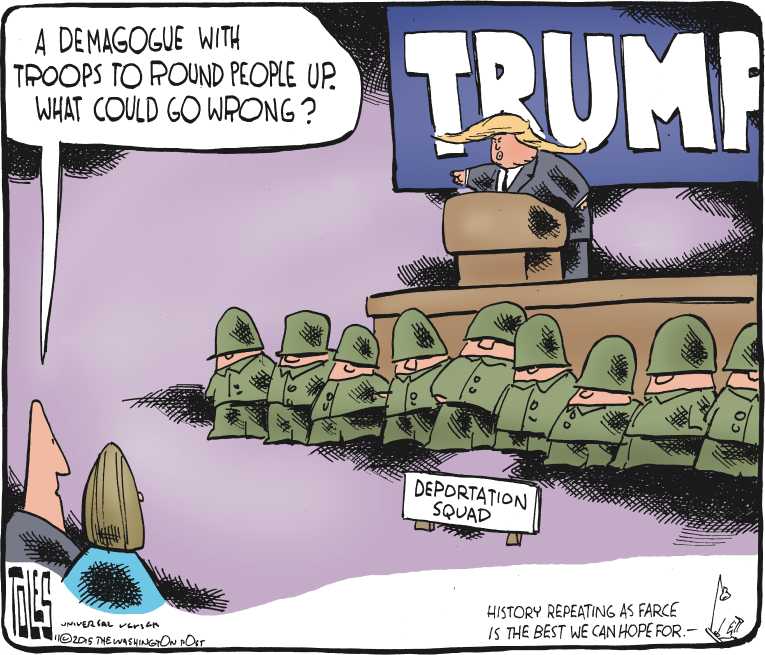 Political/Editorial Cartoon by Tom Toles, Washington Post on Trump, Carson Lead Field