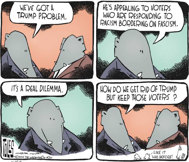 Political/Editorial Cartoon by Tom Toles, Washington Post on Trump Widens Lead