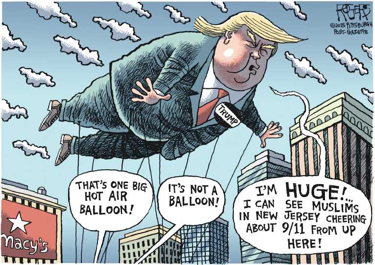 Political/Editorial Cartoon by Rob Rogers, The Pittsburgh Post-Gazette on Trump Doubling Down
