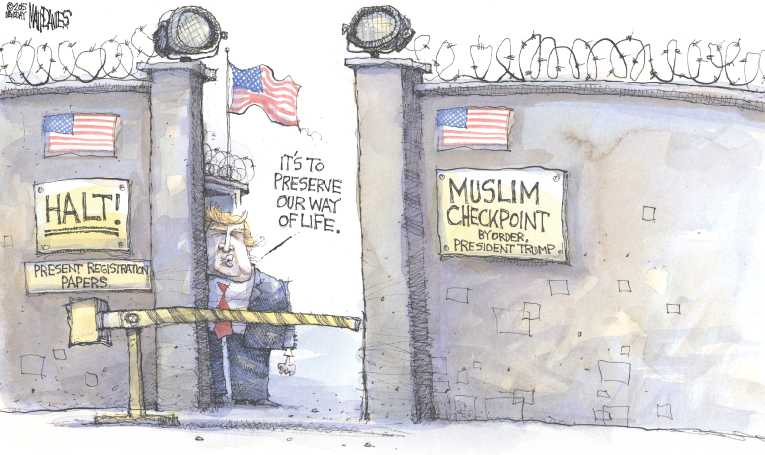 Political/Editorial Cartoon by Matt Davies, Journal News on Trump Doubling Down