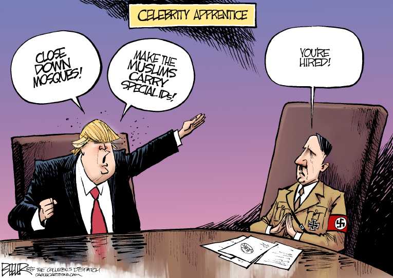 Political/Editorial Cartoon by Nate Beeler, Washington Examiner on Trump Doubling Down