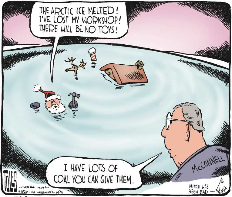 Political/Editorial Cartoon by Tom Toles, Washington Post on World’s Leaders Discuss Climate