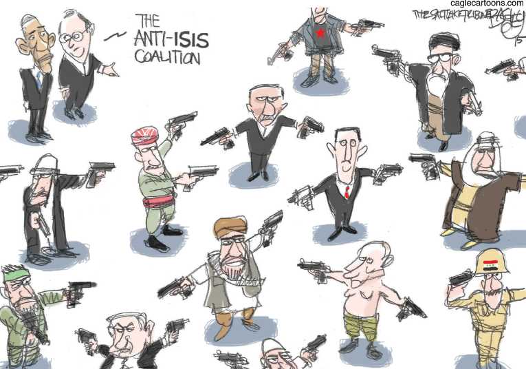 Political/Editorial Cartoon by Pat Bagley, Salt Lake Tribune on Anti-ISIS Coalition Grows