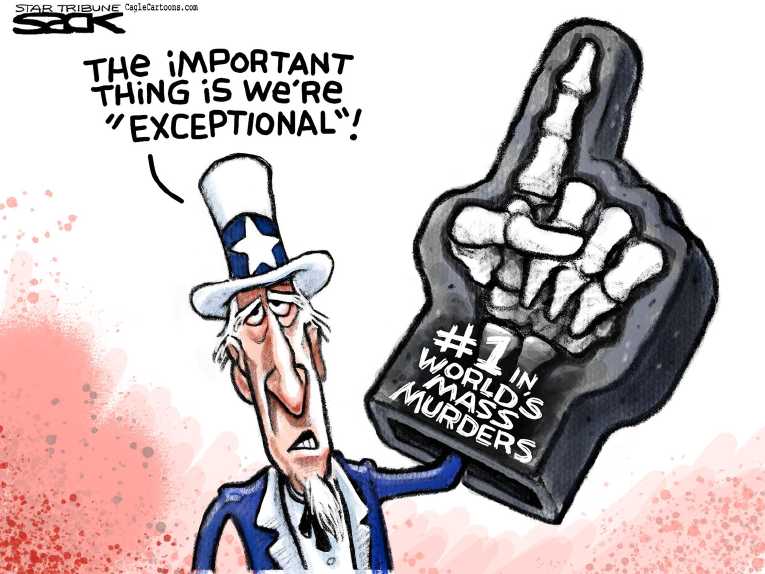 Political/Editorial Cartoon by Steve Sack, Minneapolis Star Tribune on America Is Exceptional