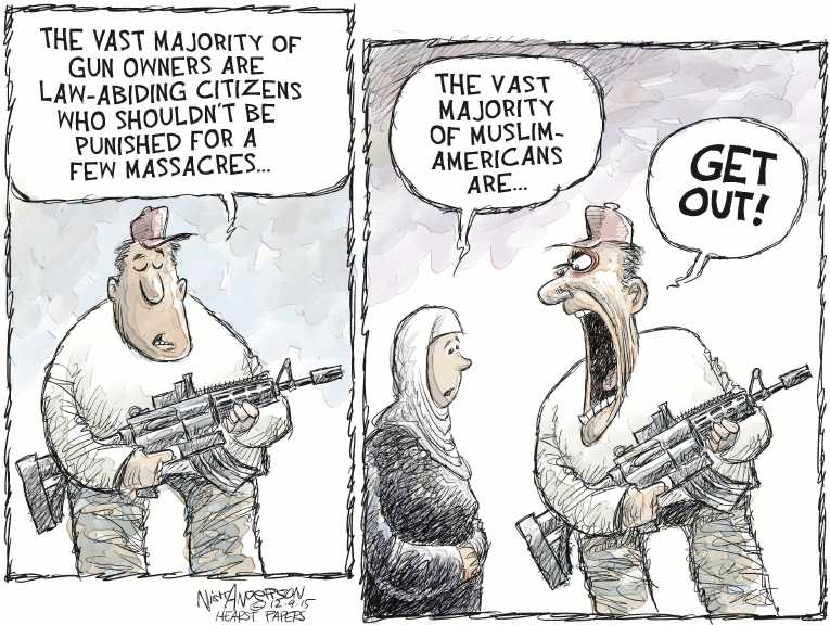 Political/Editorial Cartoon by Nick Anderson, Houston Chronicle on America Is Exceptional