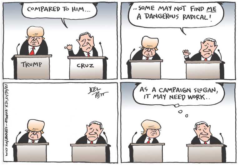 Political/Editorial Cartoon by Joel Pett, Lexington Herald-Leader, CWS/CartoonArts Intl. on Republican Debate Impressive