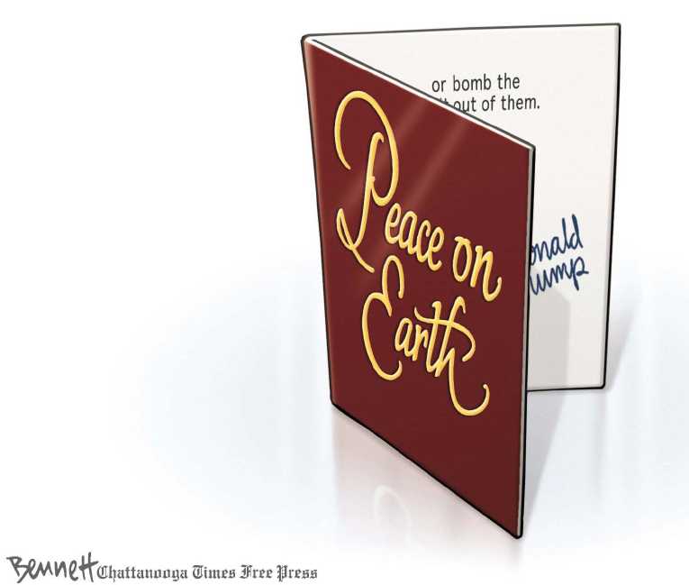 Political/Editorial Cartoon by Clay Bennett, Chattanooga Times Free Press on Christmas Celebrated