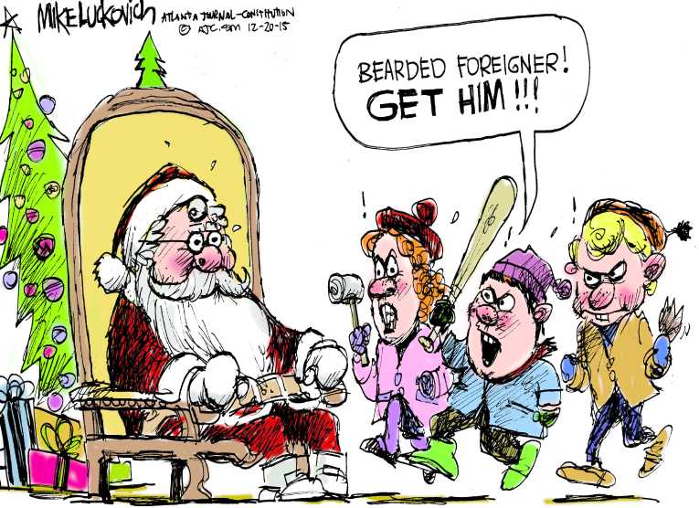 Political/Editorial Cartoon by Mike Luckovich, Atlanta Journal-Constitution on Christmas Celebrated