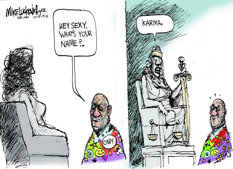 Political/Editorial Cartoon by Mike Luckovich, Atlanta Journal-Constitution on Cosby Charged