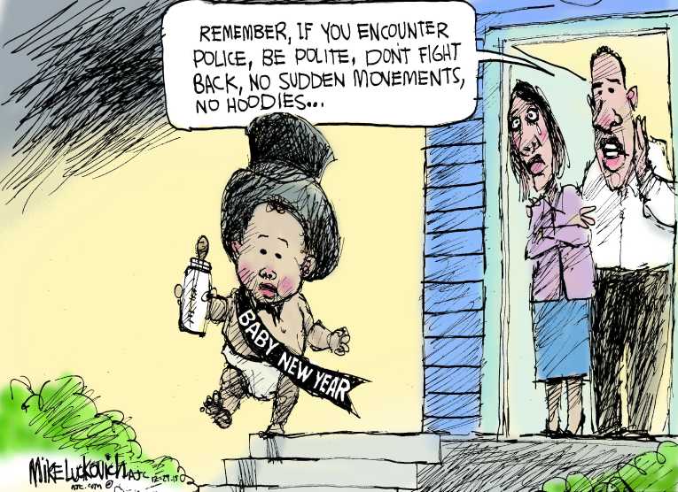 Political/Editorial Cartoon by Mike Luckovich, Atlanta Journal-Constitution on No Indictments in Rice Killing