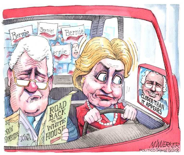 Political/Editorial Cartoon by Matt Wuerker, Politico on Sanders Leads in Iowa and NH