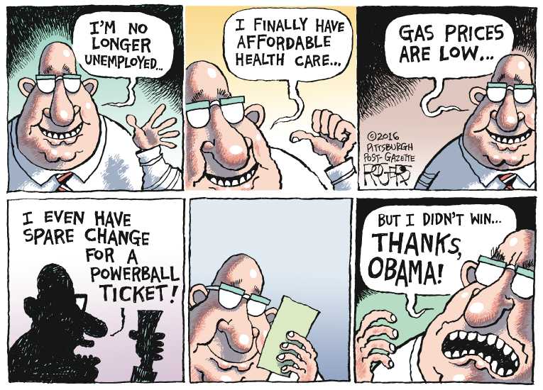 Political/Editorial Cartoon by Rob Rogers, The Pittsburgh Post-Gazette on US Economy Sputters