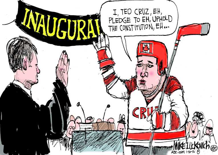 Political/Editorial Cartoon by Mike Luckovich, Atlanta Journal-Constitution on Trump, Cruz Top GOP Field