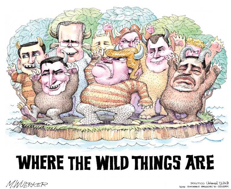 Political/Editorial Cartoon by Matt Wuerker, Politico on Trump, Cruz Top GOP Field
