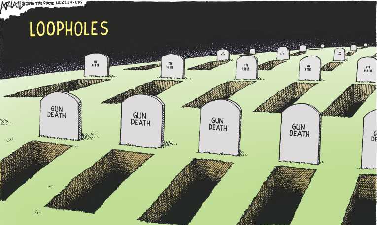 Political/Editorial Cartoon by Robert Ariail on Gun Battle Heating Up