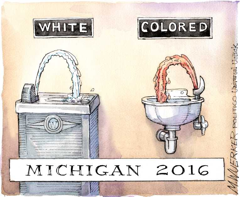 Political/Editorial Cartoon by Matt Wuerker, Politico on Thousands Poisoned in Flint