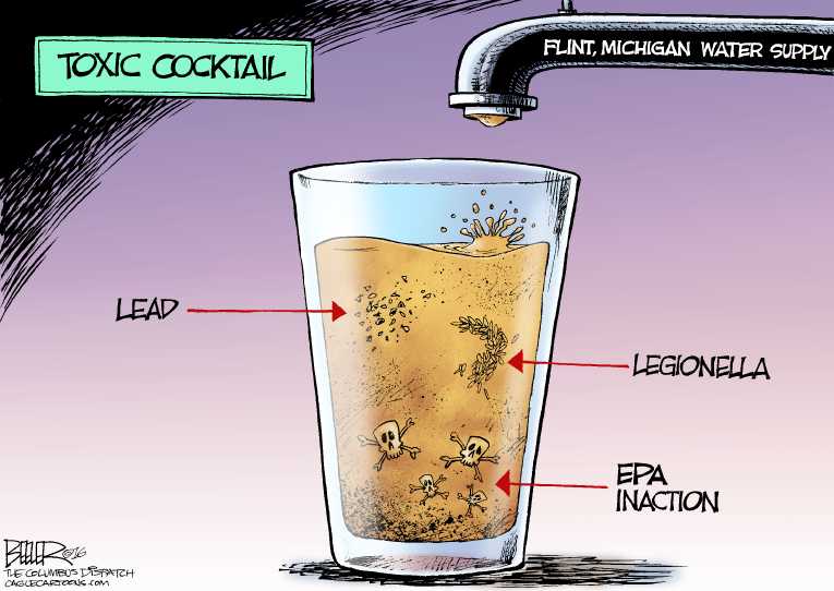 Political/Editorial Cartoon by Nate Beeler, Washington Examiner on Thousands Poisoned in Flint